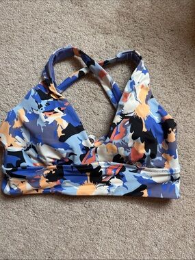 Athleta Floral Print Tie-Back Bikini Top